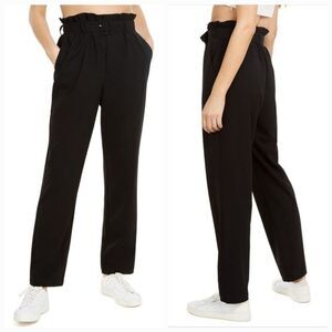 NWT Danielle Bernstein Pants Women's Large Black Belt Balloon Waist Classic